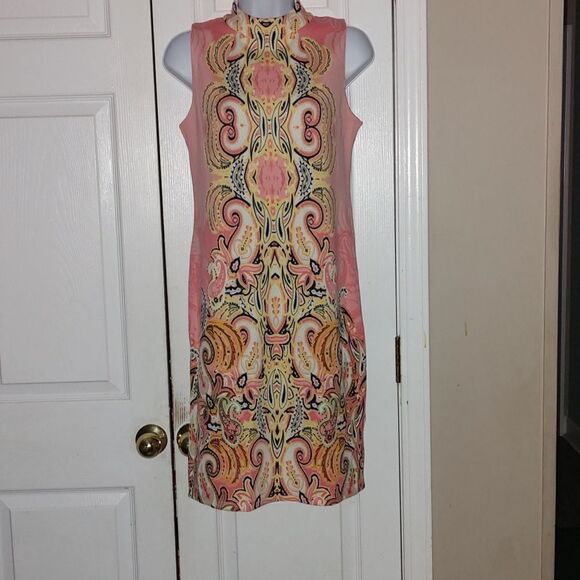 Melissa Paige  peachy pailsey  tank style stretch dress  Sz XS  NWT - Picture 1 of 9